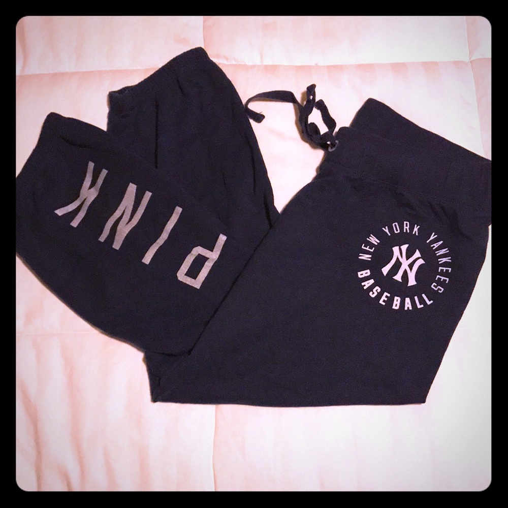 Navy PINK Yankees Crop Comfy Pants